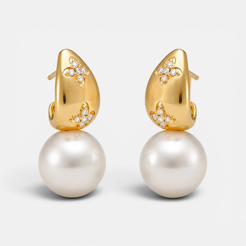 Pearl & Zirconia Dangle Earrings [Villa Valentina]