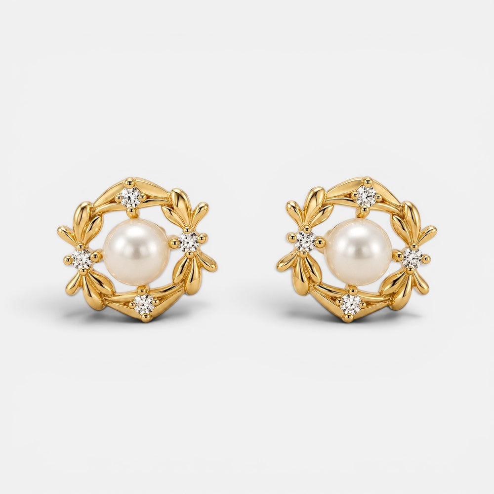Pearl stud earrings [Villa Valentina]