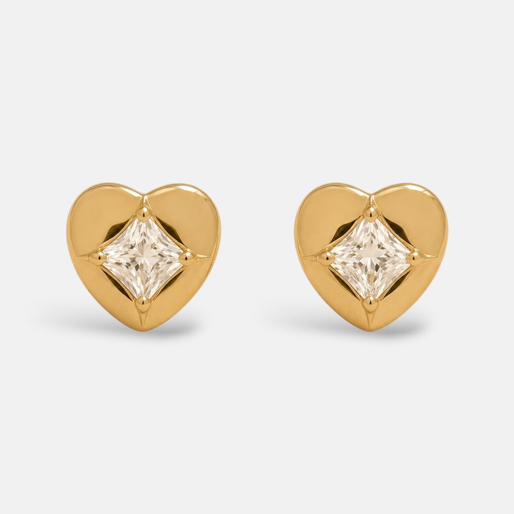 Cubic Zirconia Heart Stud Earrings [Villa Valentina]