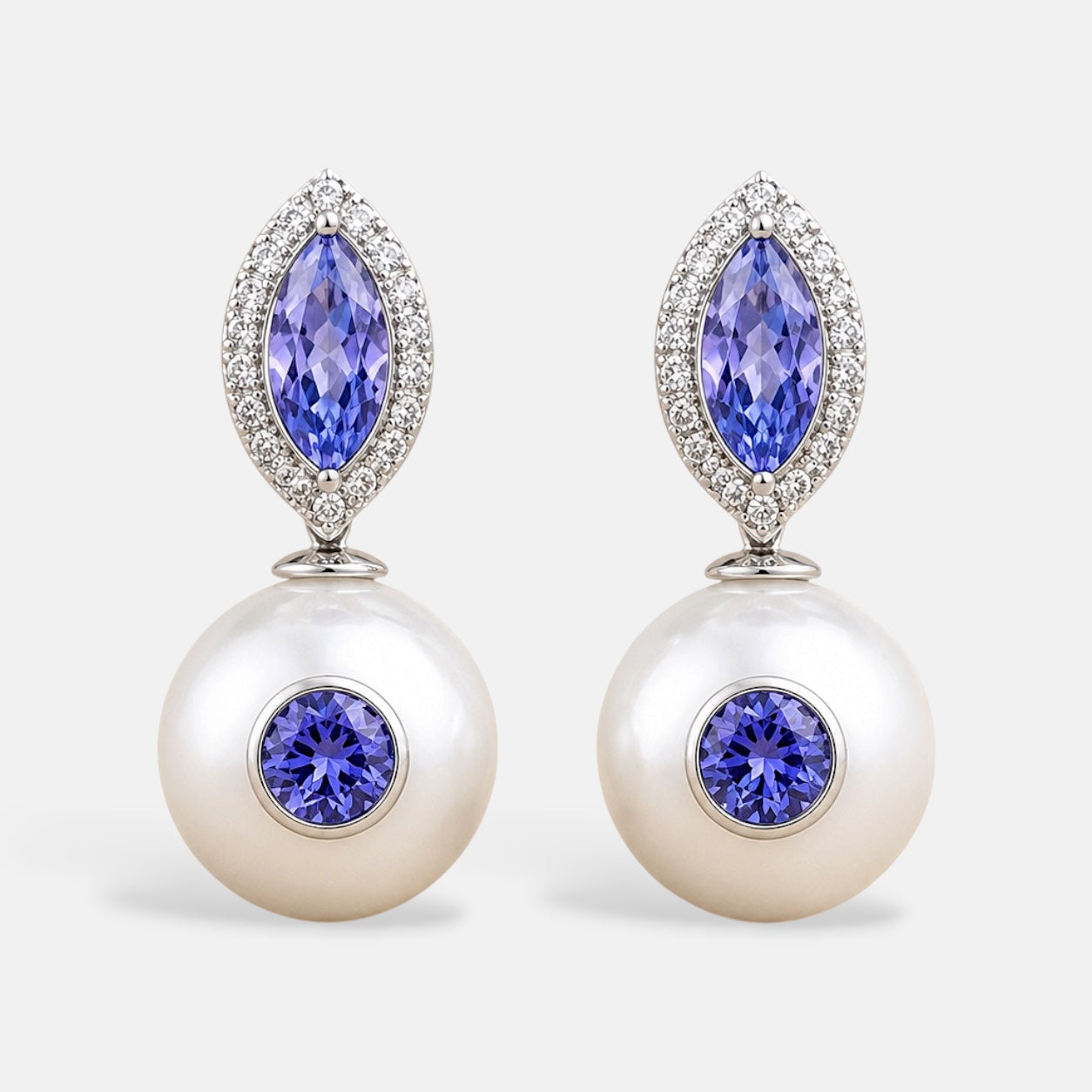 Pearl and Amethyst Zirconia Earrings [Villa Valentina]