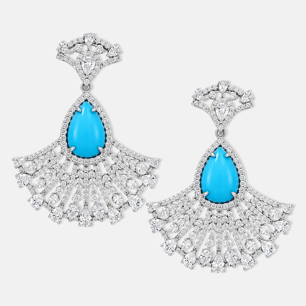 Turquoise and Zirconia dangle Earrings [Villa Valentina]