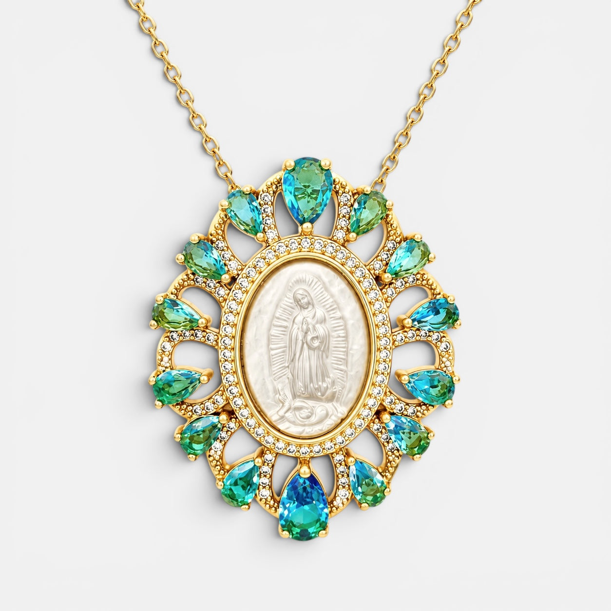 Tourmaline Our Lady Medal Necklace [Villa Valentina]
