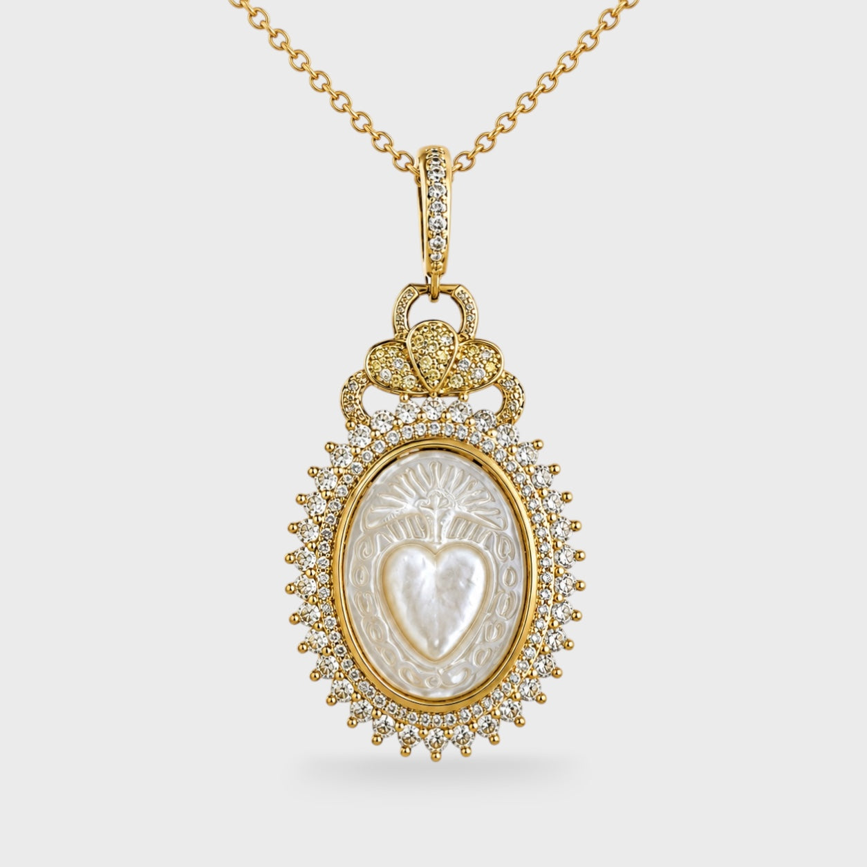 Sacred Heart Mother-of-Pearl Pendant on Necklace [Villa Valentina]