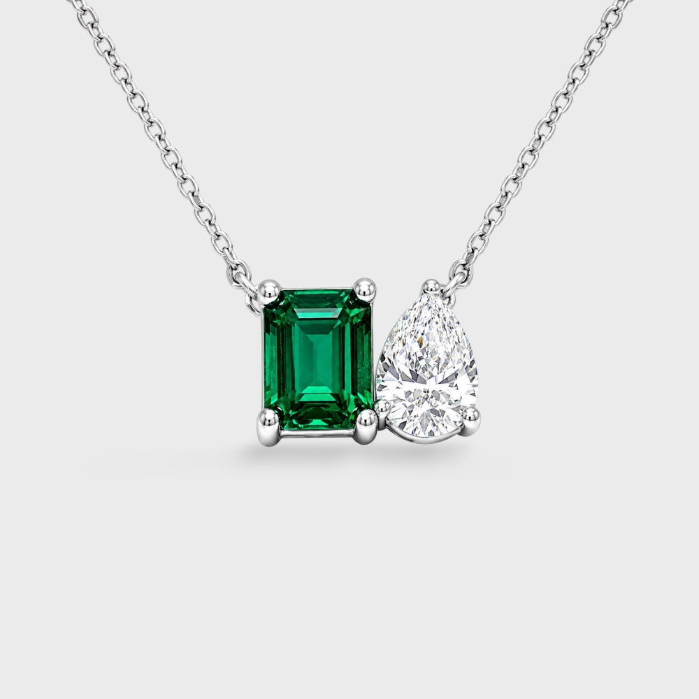 Geometric Emerald Zirconia Necklace [Villa Valentina]