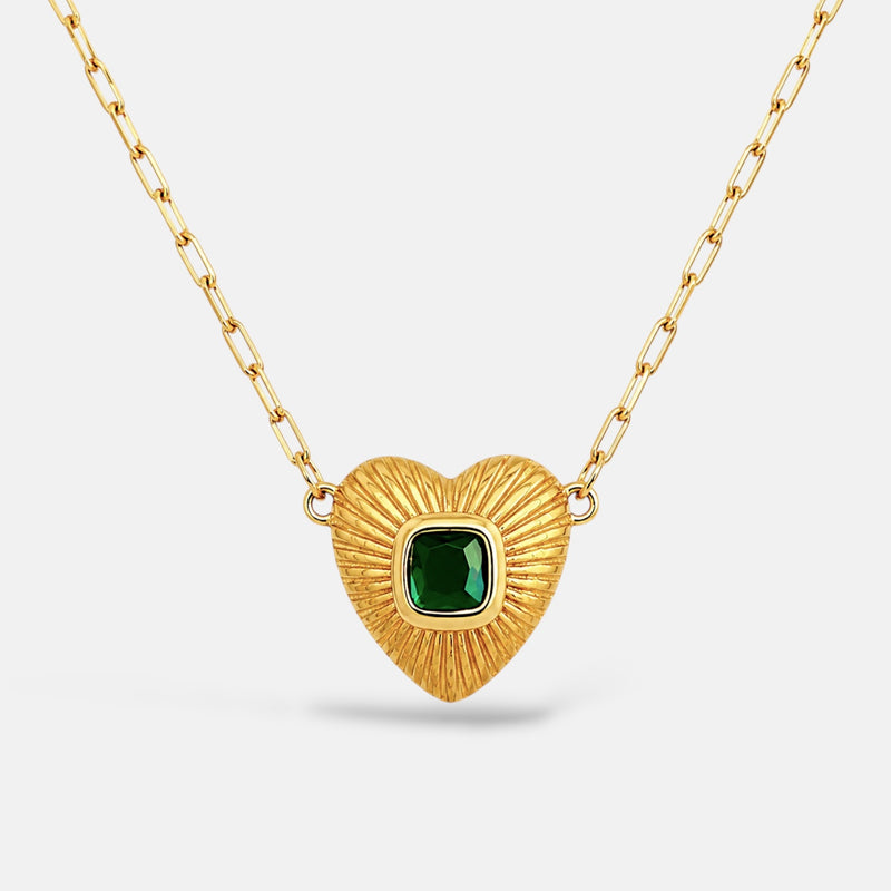 Minimalist Emerald Heart Necklace [Villa Valentina]