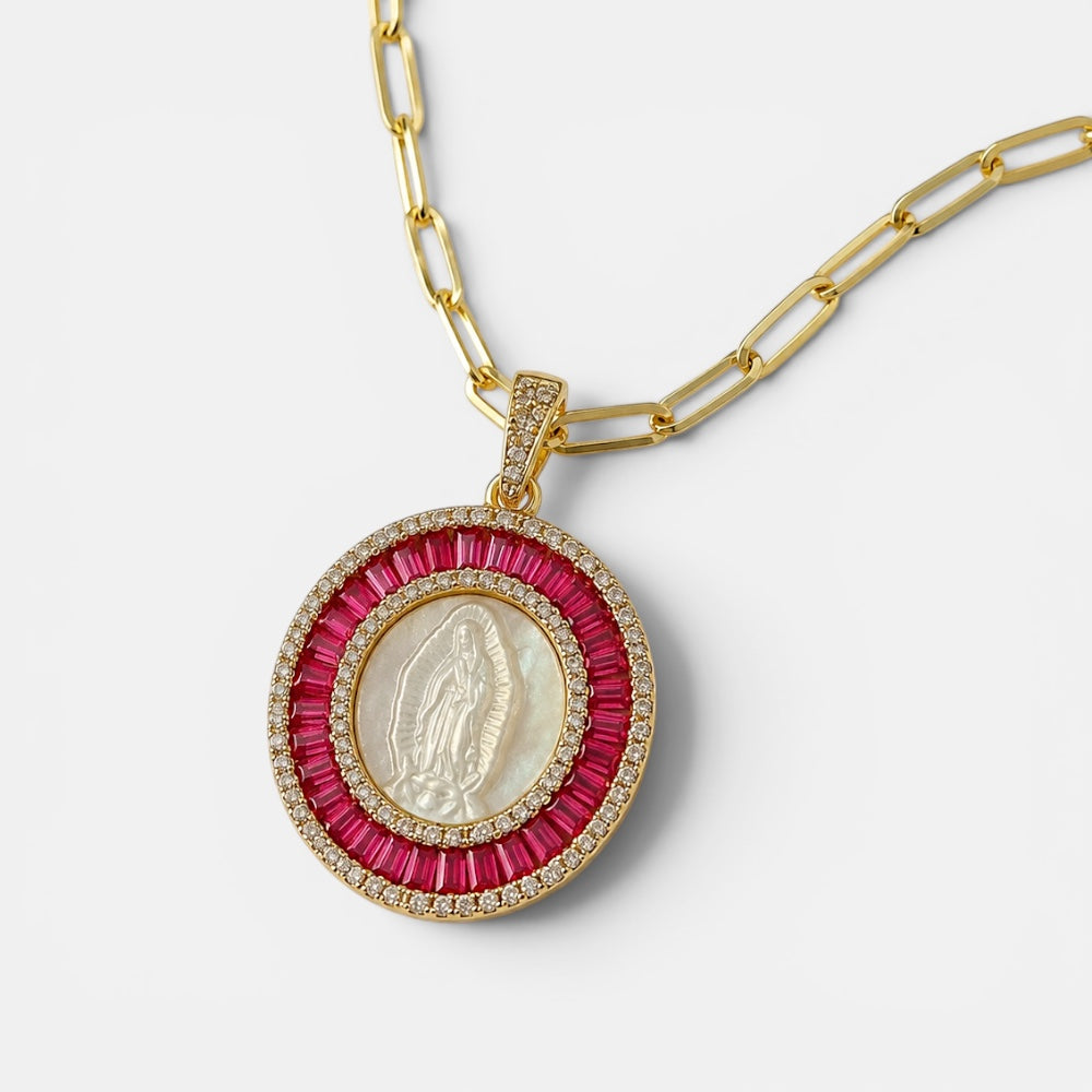 Delicate Our Lady Necklace Featuring Mother of Pearl [Villa Valentina]