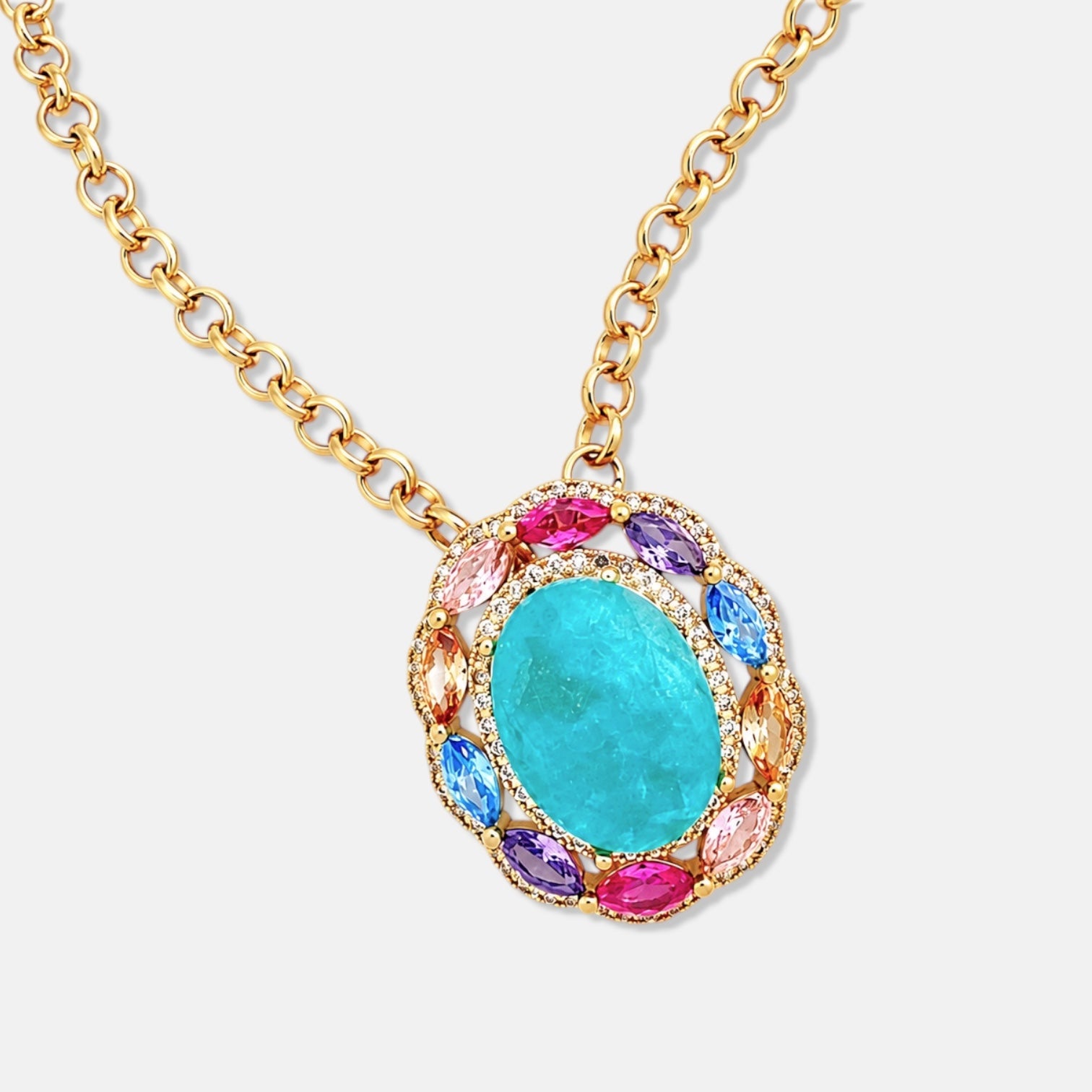 Colourful Stone Necklace Gold Plated [Villa Valentina]