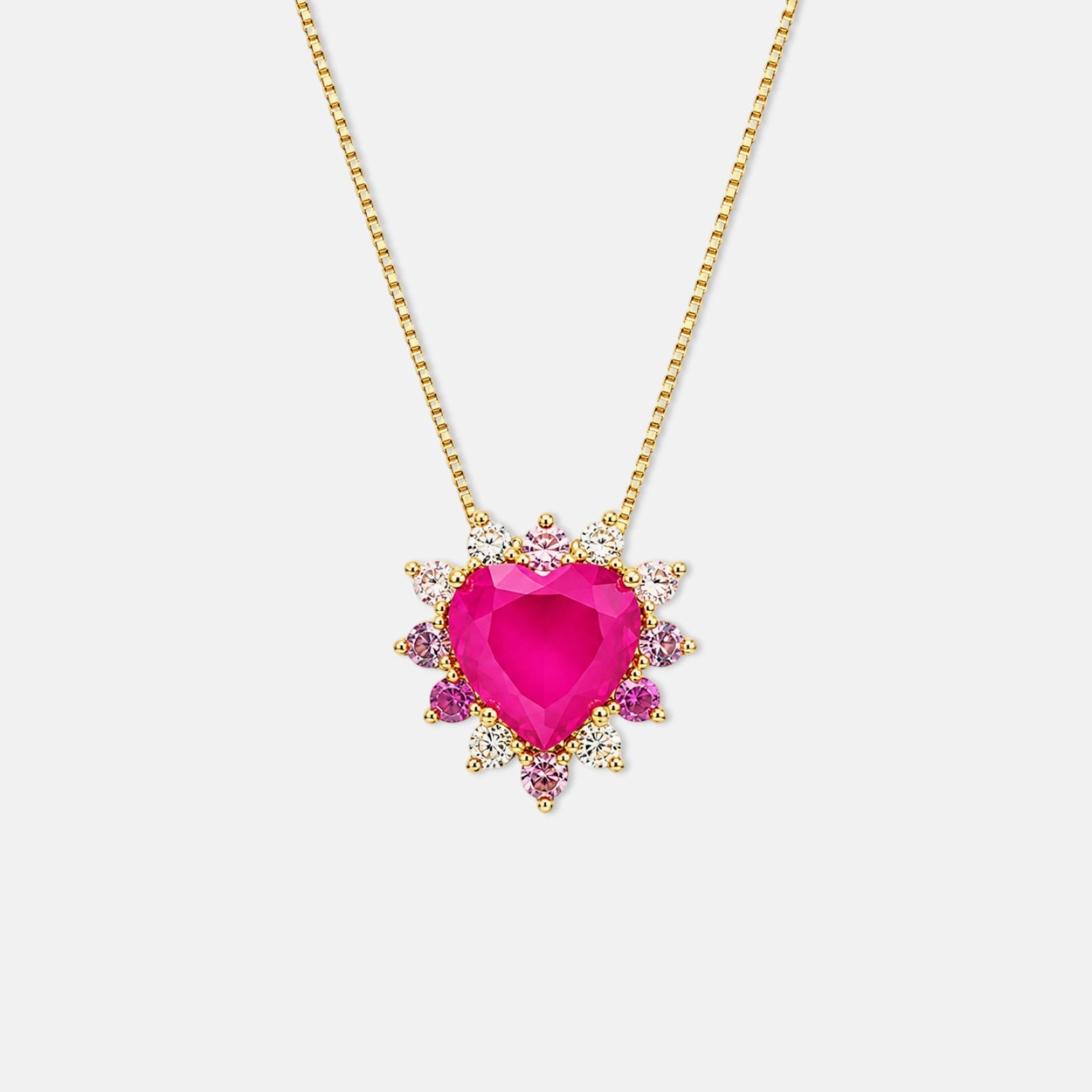 Sparkling Crystal Heart Pendant Necklace [Villa Valentina]