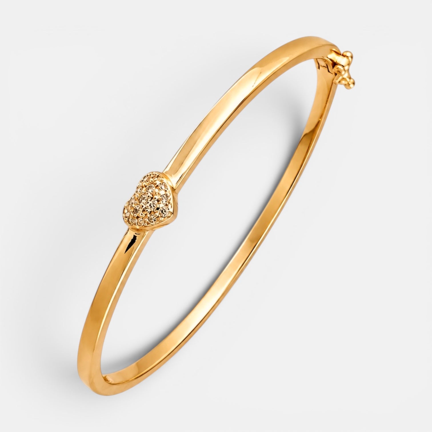 Gold Plated Heart Zirconia Bangle [Villa Valentina]