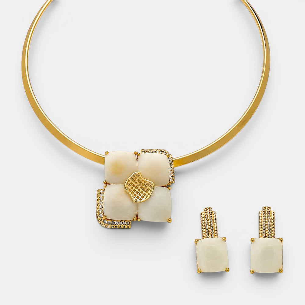 Minimalist Mother of Pearl Square Set for Women [Villa Valentina]