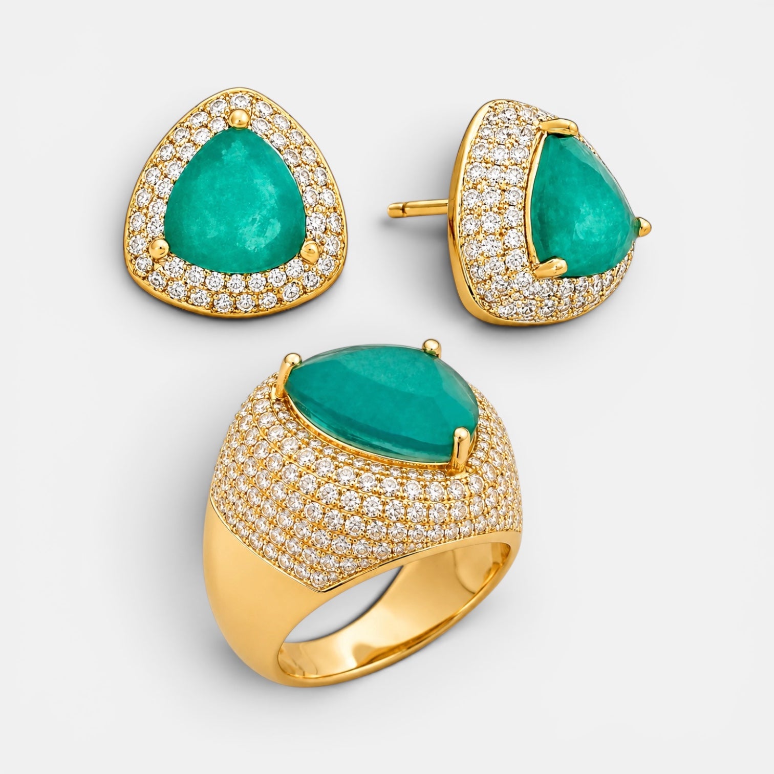 Gold Plated Tourmaline Zirconia Set [Villa Valentina]