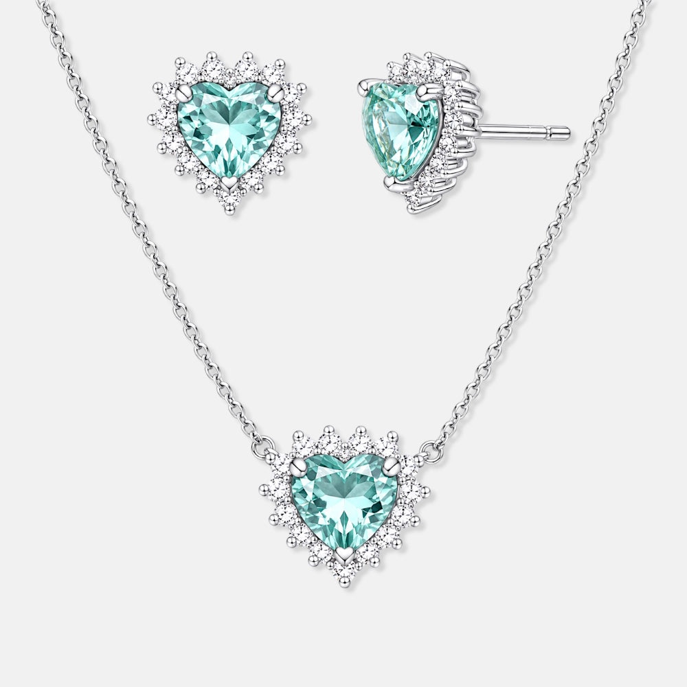 Heart Cubic Zirconia Stud Earrings Set [Villa Valentina]