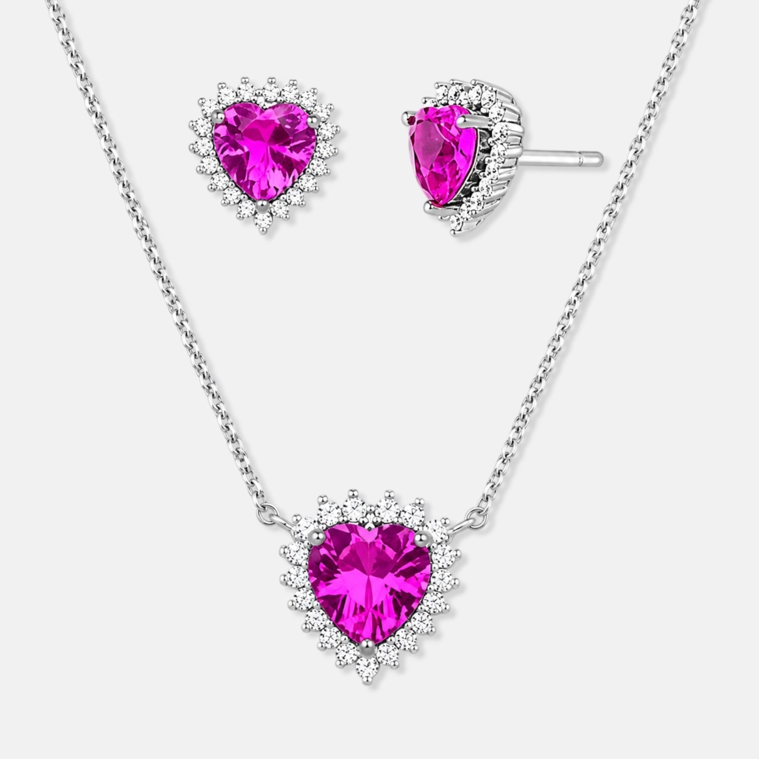Cubic Zirconia Heart Stud Earrings [Villa Valentina]