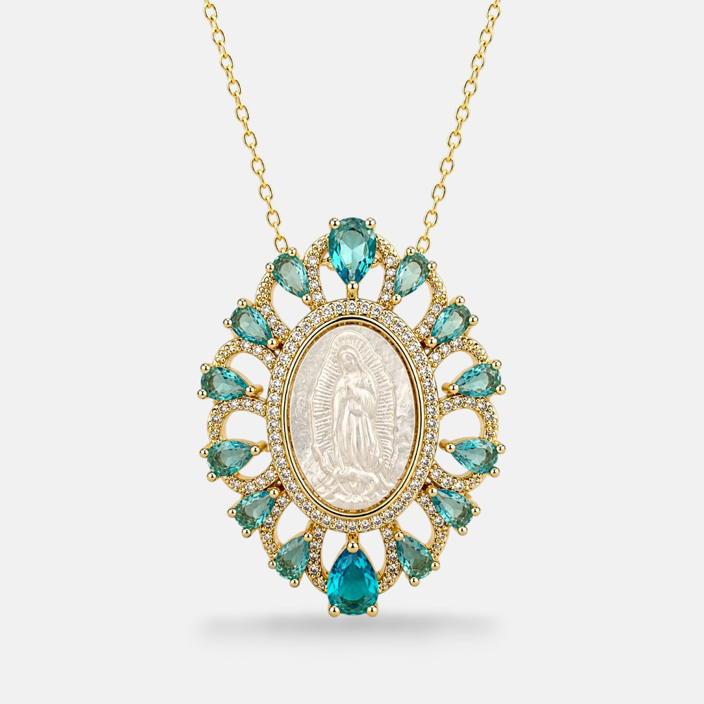 Tourmaline Our Lady Medal Necklace [Villa Valentina]