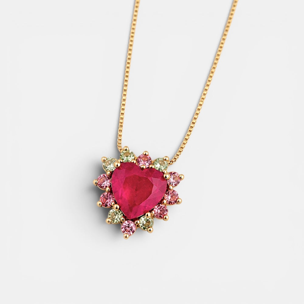 Sparkling Crystal Heart Pendant Necklace [Villa Valentina]