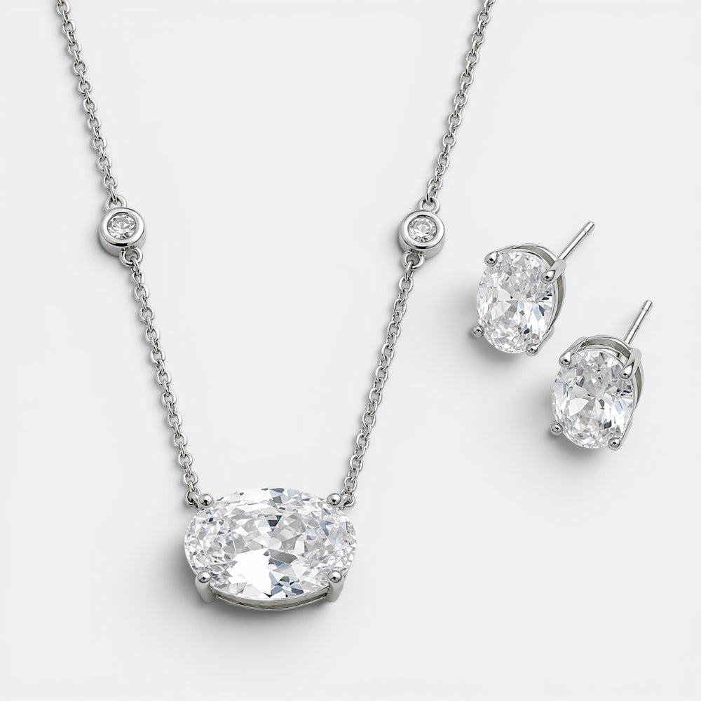 Oval Cubic Zirconia Jewellery Set [Villa Valentina]