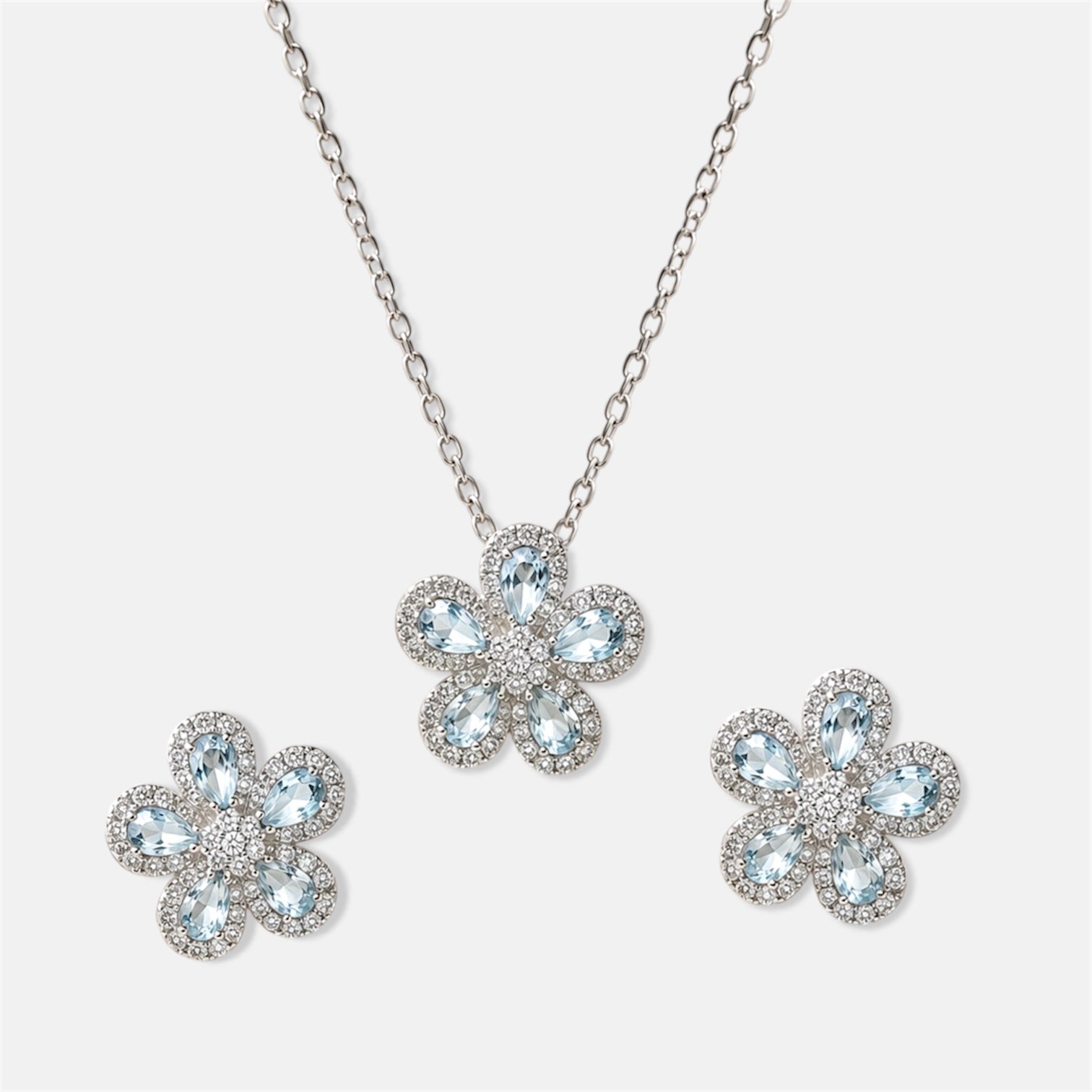 Aquamarine Crystal Jewellery Set [Villa Valentina]