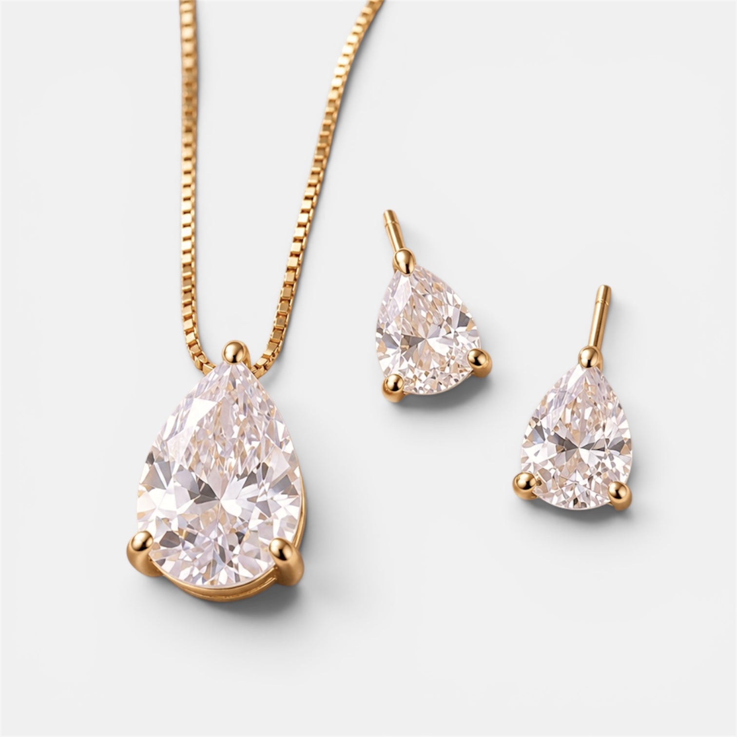 Gold Plated Drop Zirconia Jewellery Set [Villa Valentina]