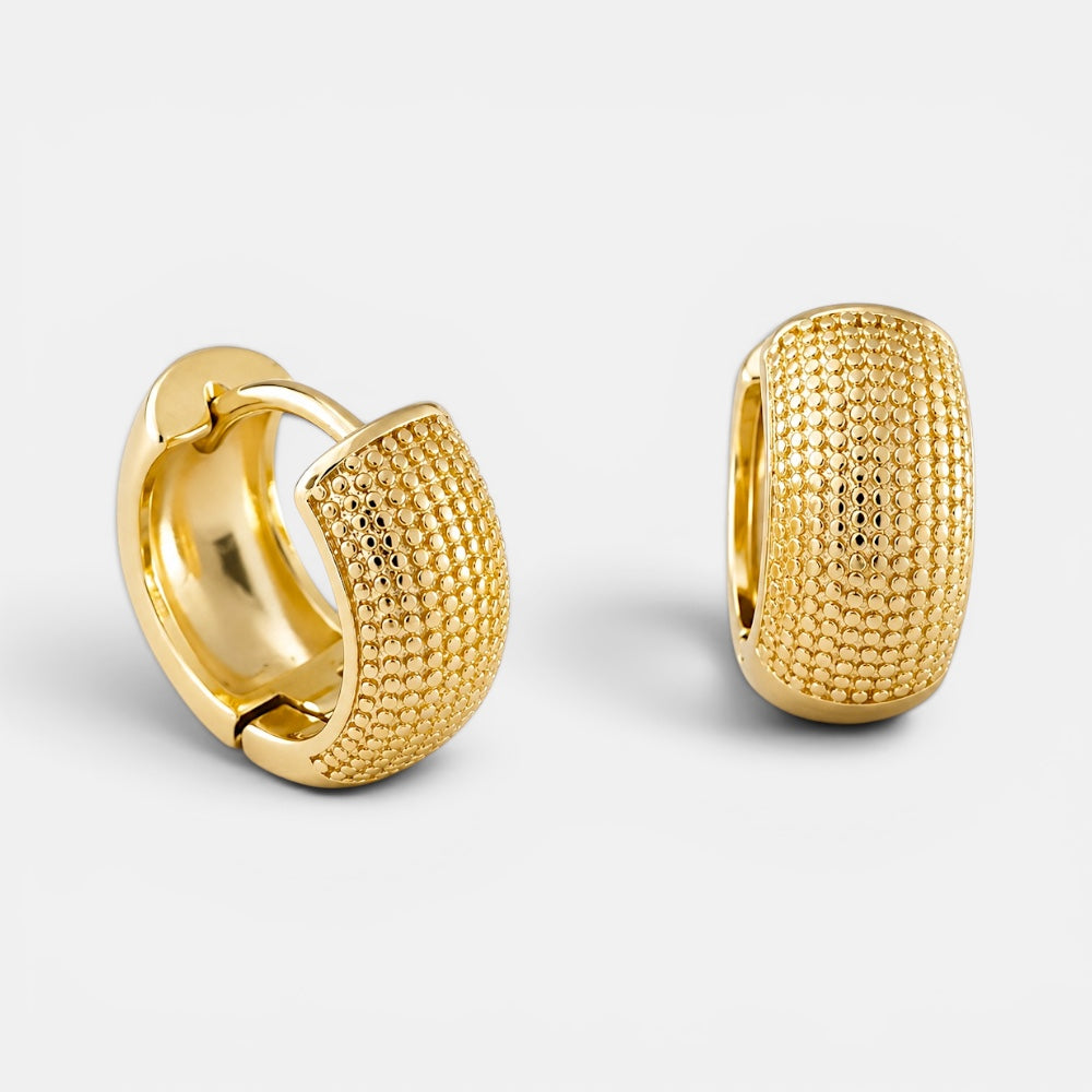 Large Textured Gold Hoop Earrings [Villa Valentina]