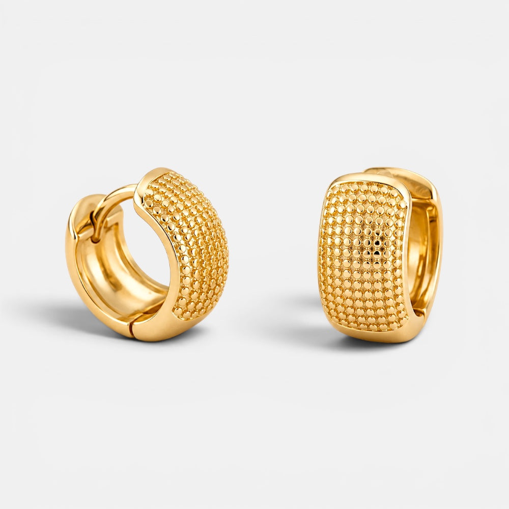Medium Textured Gold Hoop Earrings [Villa Valentina]