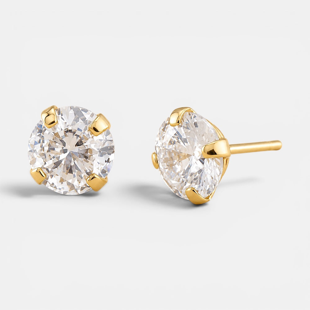 Large Solitaire Zirconia Stud Earrings [Villa Valentina]