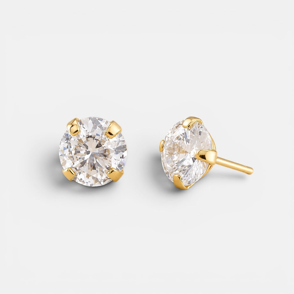 Medium Solitaire Zirconia Stud Earrings [Villa Valentina]