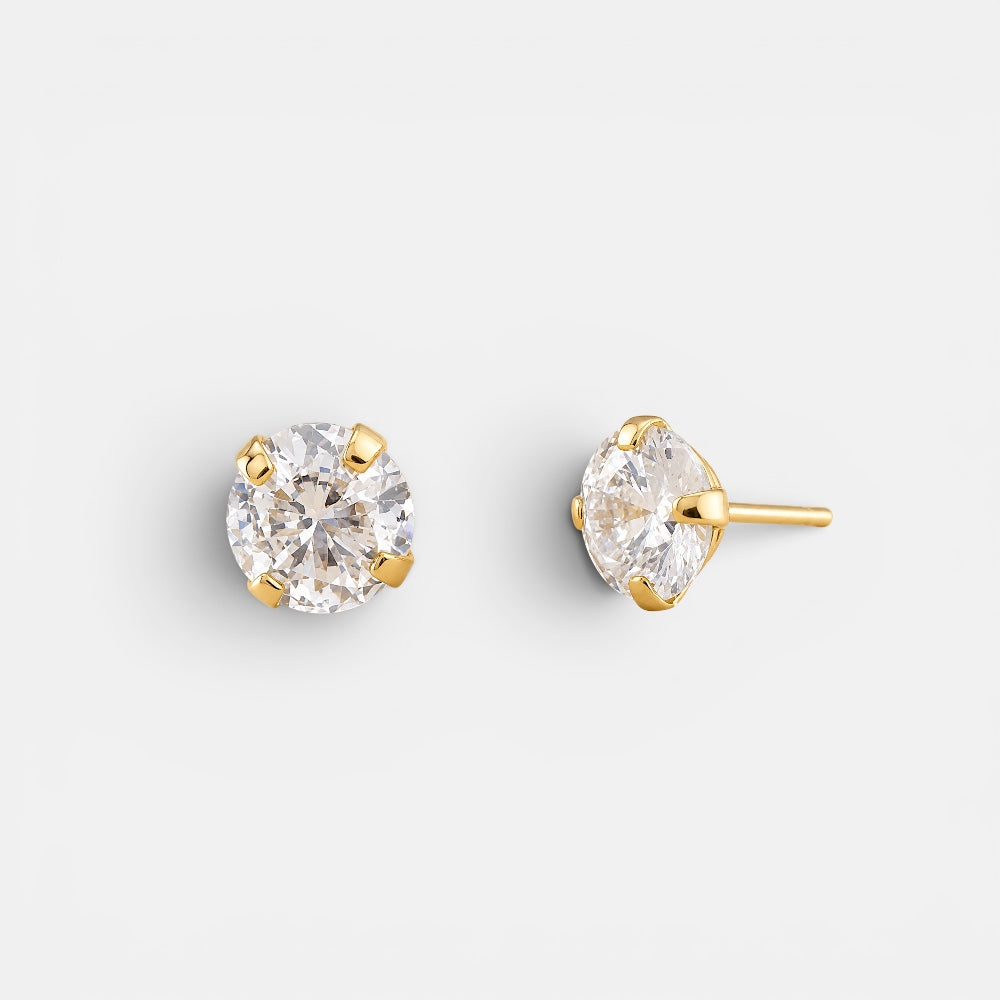 Small Solitaire Zirconia Stud Earrings [Villa Valentina]