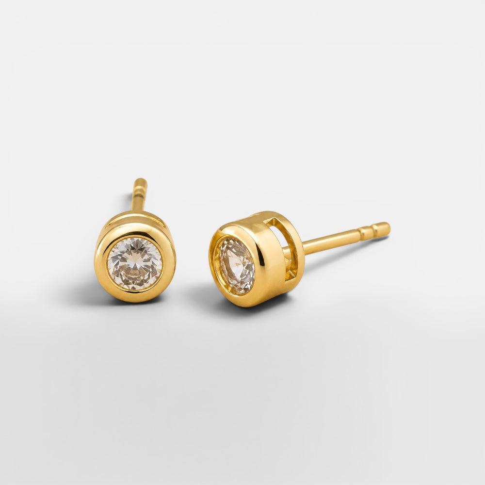 Delicate Gold Plated Stud Earrings [Villa Valentina]