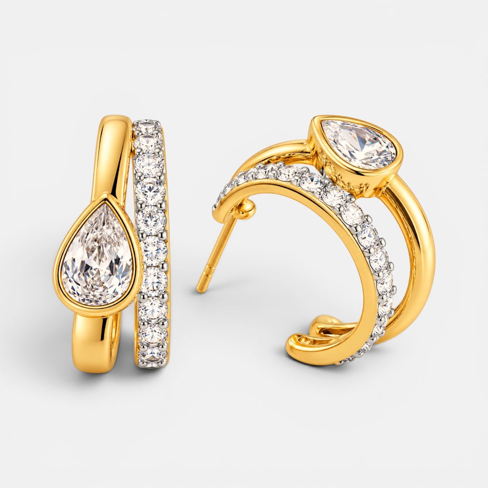 Hoop Geometric Gold Earrings [Villa Valentina]
