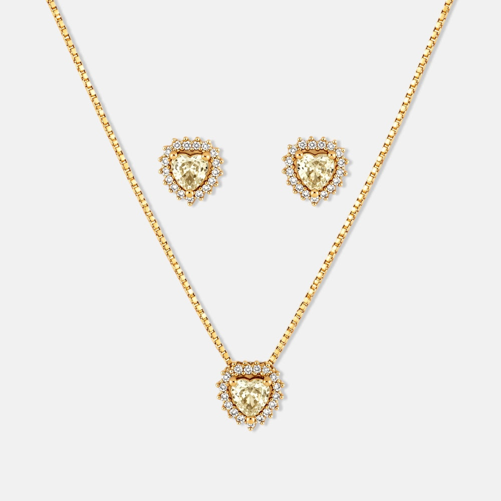 Heart Citrine & Zirconia Jewellery Set [Villa Valentina]
