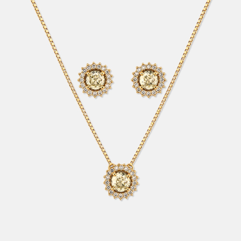 Round Citrine Zirconia Jewellery Set [Villa Valentina]