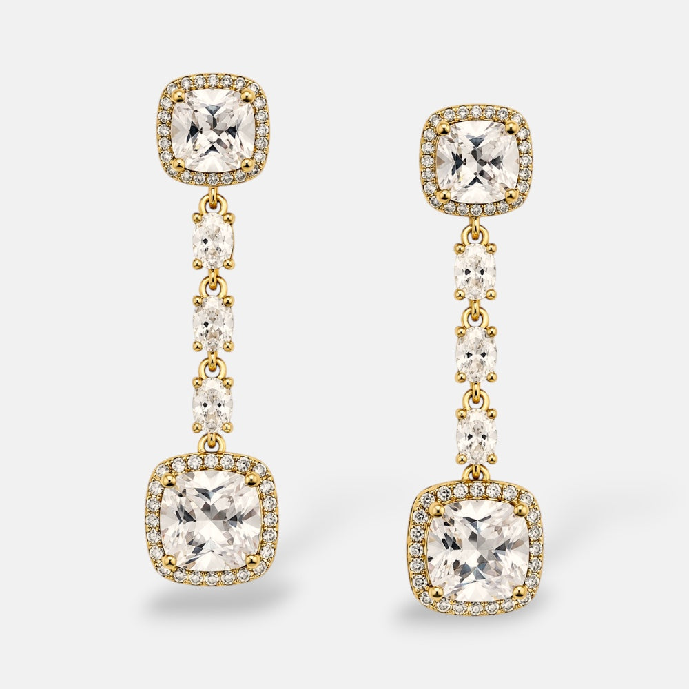 Long Zirconia Square Earrings [Villa Valentina]