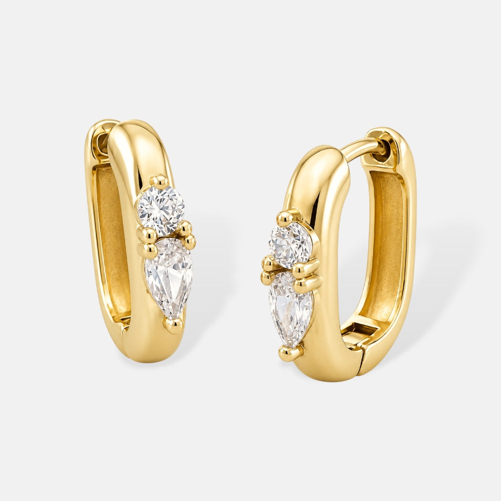 Rectangle Zirconia Hoop Earrings [Villa Valentina]