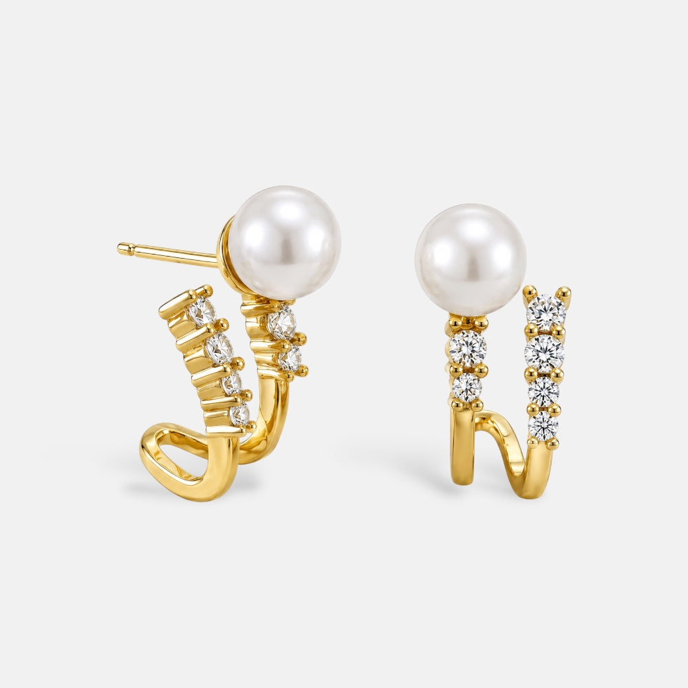 Mixed Zirconia & Shell Pearl Earrings [Villa Valentina]