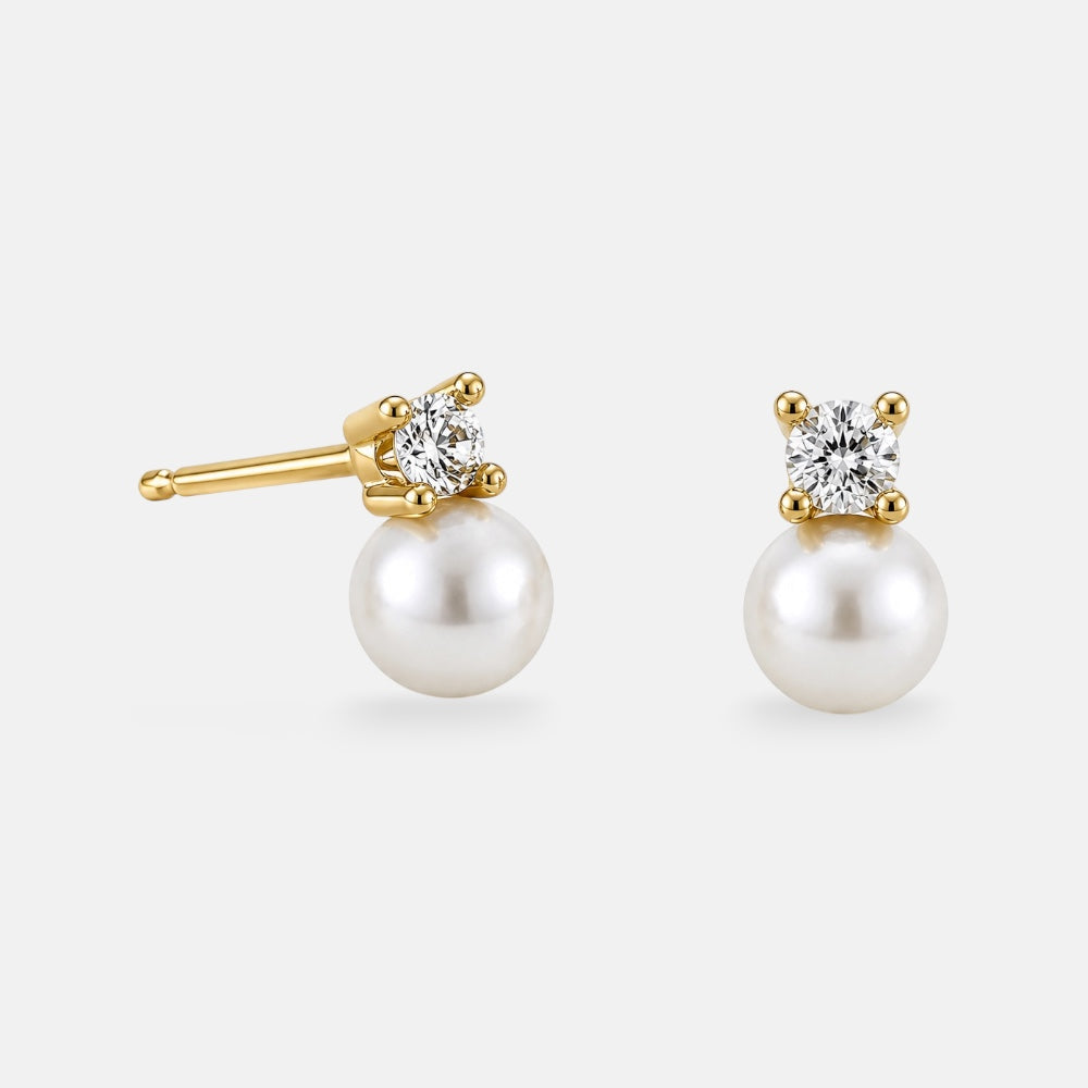Mixed Zirconia & Shell Pearl Earrings [Villa Valentina]