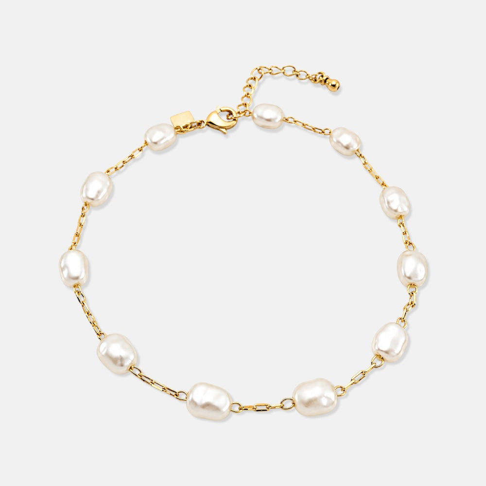Freshwater pearl bracelet with 18ct gold plated brass links