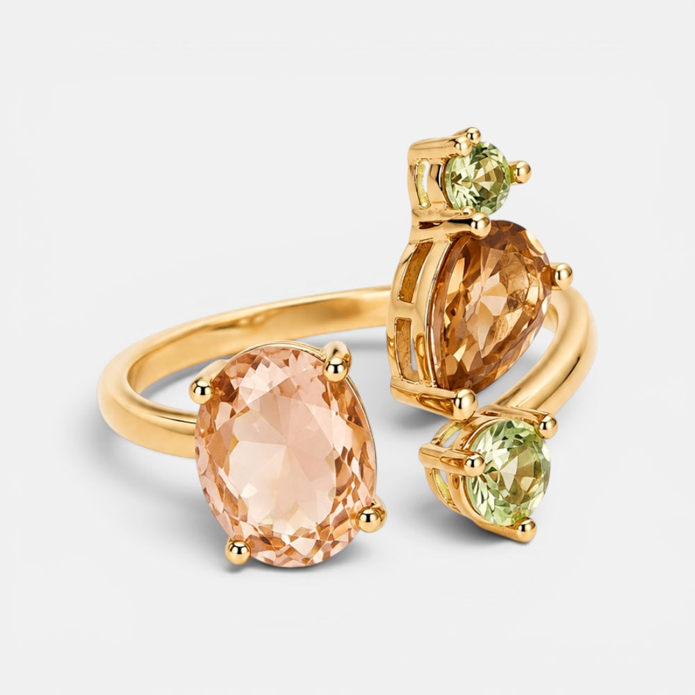 Multi Stone Crystal Round  Ring