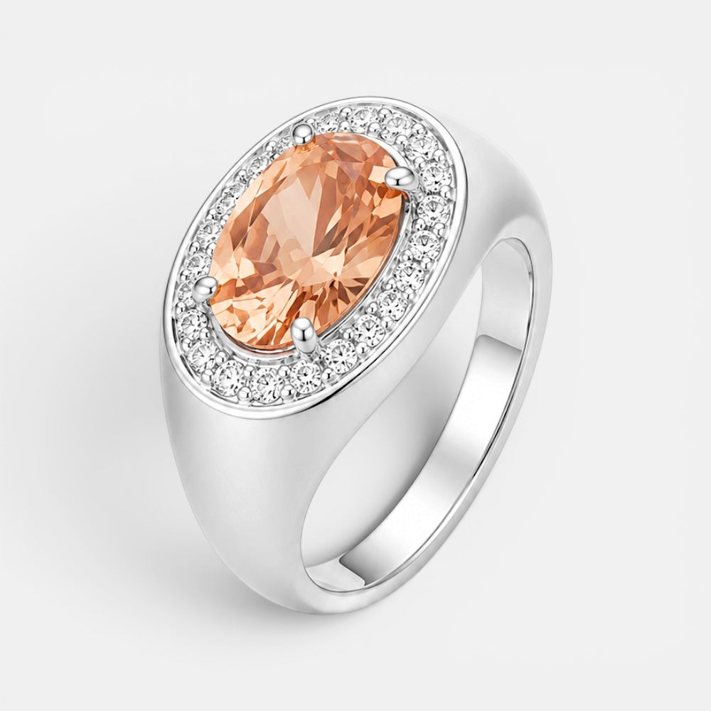 Oval Crystal Halo Ring
