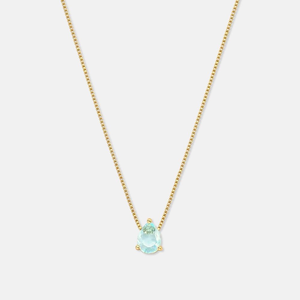 March Birthstone Aquamarine Crystal Necklace