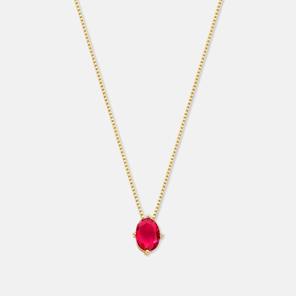 July Birthstone Ruby Crystal Necklace