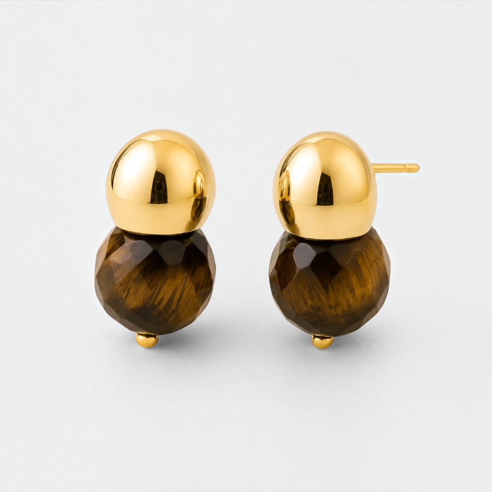 Tiger Eye Stud Earrings