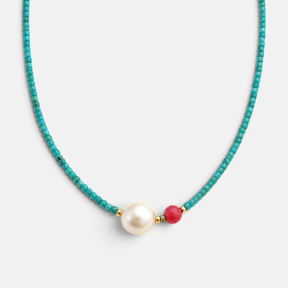 Freshwater Pearl Turquoise Beaded Necklace