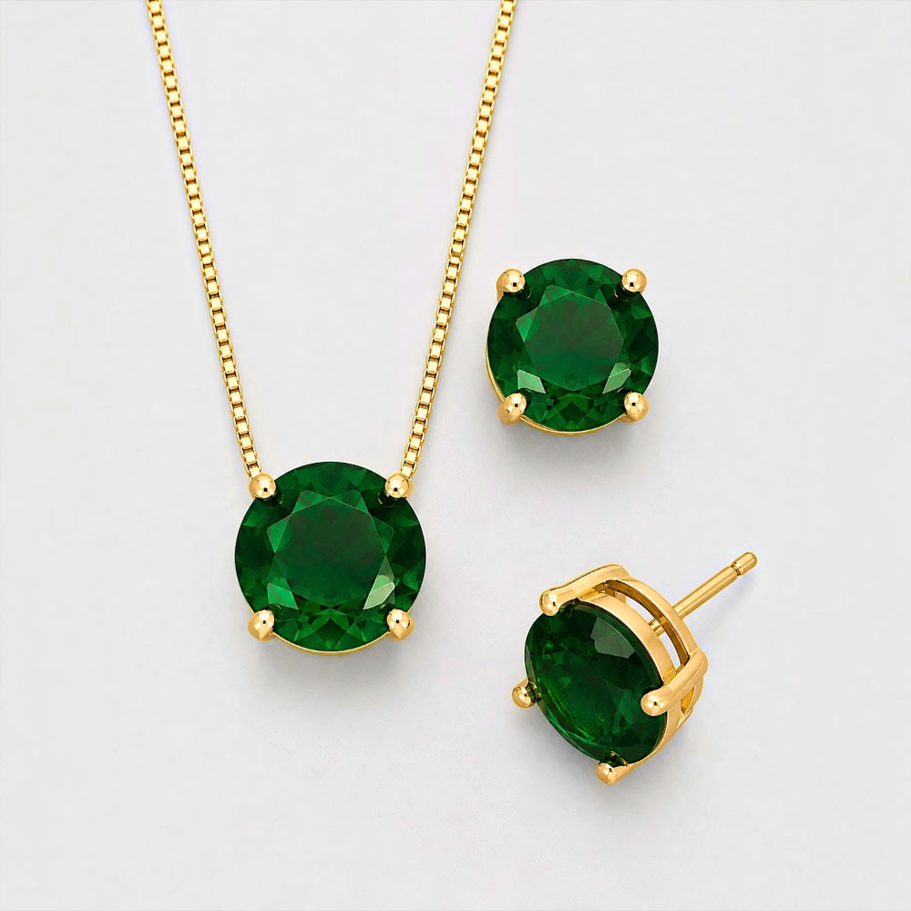 Round emerald Jewellery set