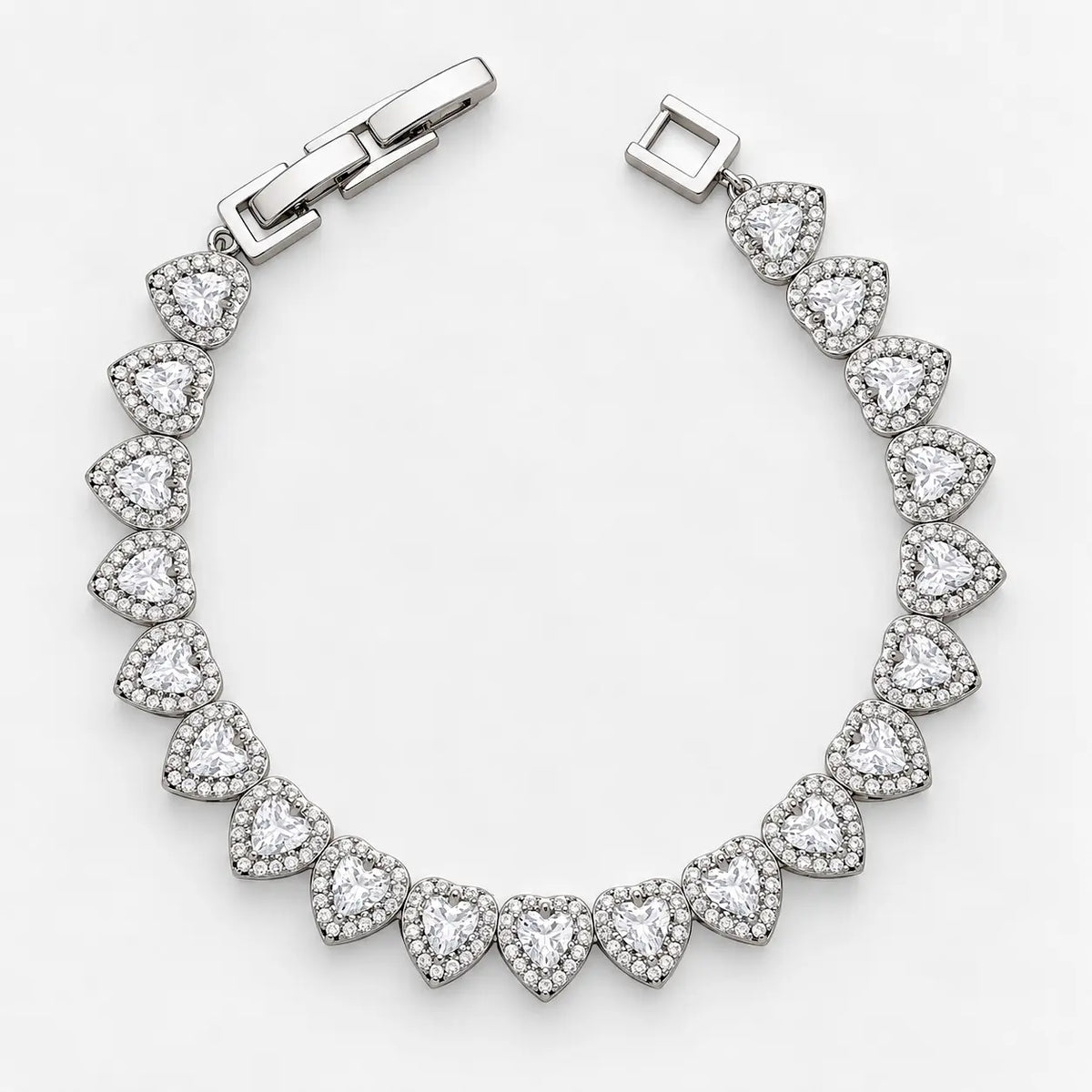 Silver heart bracelet with sparkling cubic zirconia details