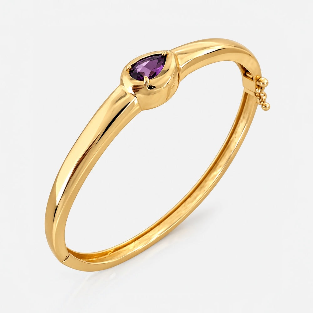 Gold Amethyst Birthstone Bangle