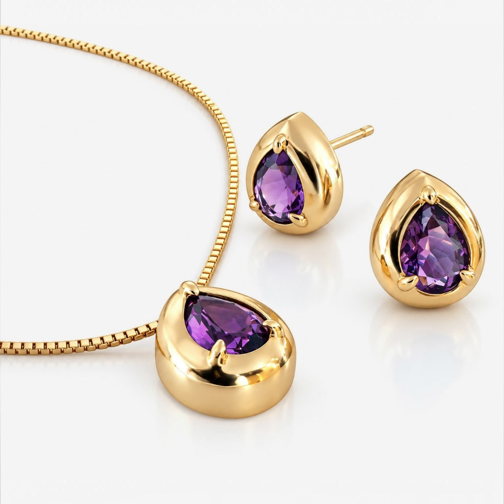 Gold February Birthstone Jewellery Set
