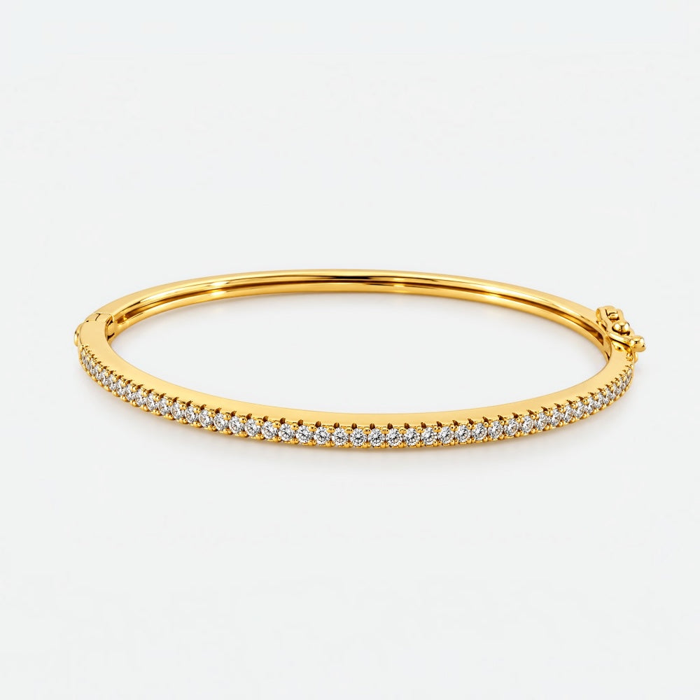 Thin Gold Zirconia Line Bangle