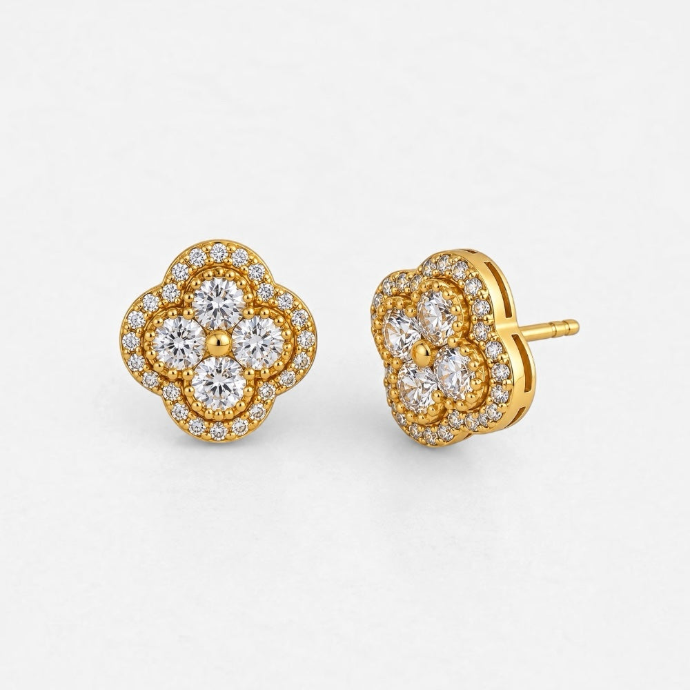 Gold Clover Stud Earrings