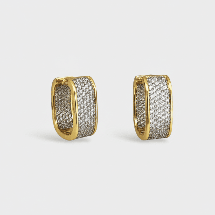 Rectangle zirconia huggie earrings