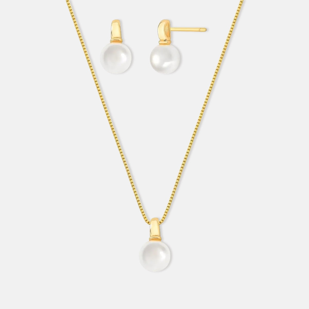Shell Pearl Drop Earrings & Necklace Set